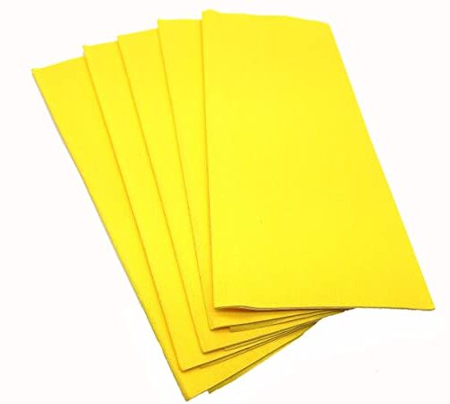 Prokart 5pcs Non Tearable Stretchable Duplex Crepe Paper Sheet Rectangle Cutting Die Papers Decorative Craft Books Ad Decoration Party Wedding Decors Craft and Flower Making 20X10 inches Lemon yellow